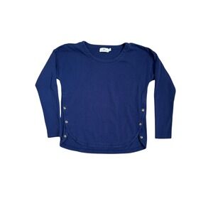 Vineyard‎ Vines Womens Navy Blue Long Sleeve Top Button Accent Casual Size XS